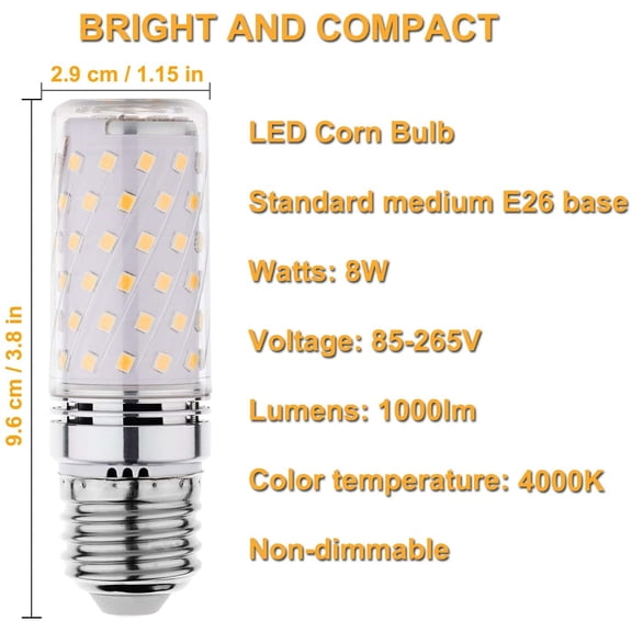 EFEMF-RAYHOO LED Light Bulbs Incandescent 80-100 Watts Equivalent, Standard Medium E26 Base,1000Lumens Non-Dimmable,4 Pack (Nature White 4000K)