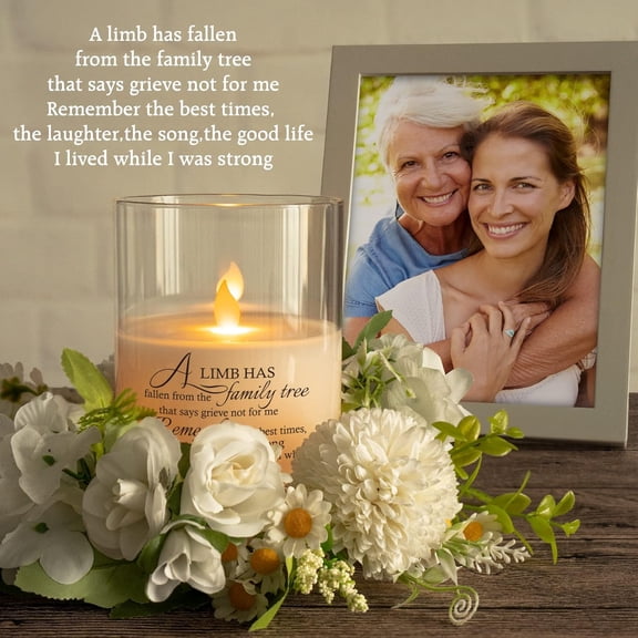 EFEMF-Real Wax LED Memorial Candle with Timer for Sympathy Gifts (6" x 4")