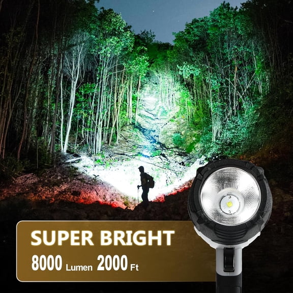 EFEMF-Rechargeable Spotlight 800 Lumens, Super Bright LED Spotlight Flashlight Outdoor, 5200 mAh Long Lasting Large Handheld Spot Light for Boating Camping