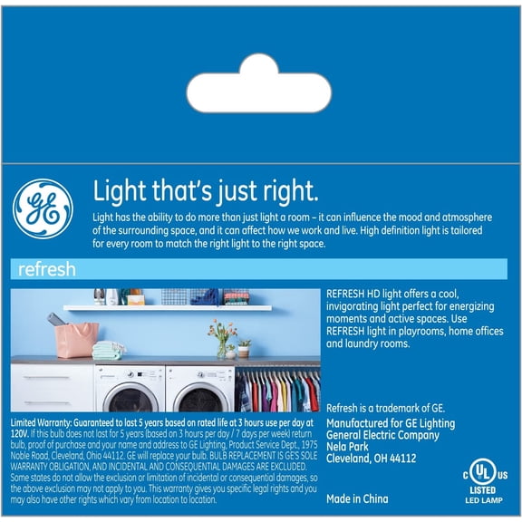 EFEMF-Refresh LED Light Bulbs, 40 Watt, Daylight, G16.5 Globe Bulbs, Frosted, Small Base (2 Pack)