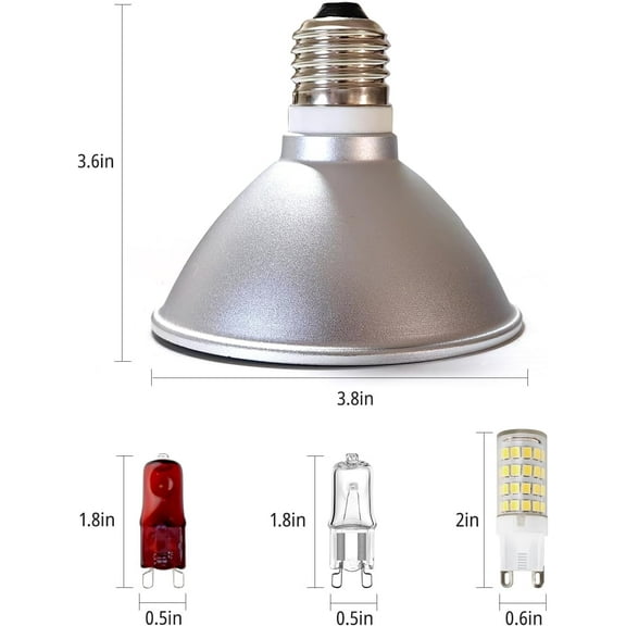 EFEMF-Reptile Heat Lamp Fixture 25W,Dome Reptile Light Fixture with 5PCS Halogen Heat Bulb,G9 UVA Basking Lamp E26 Lamp Socket for Turtle,Gecko,Lizard,Snake,Tortoise,Bearded Dragon,Frog