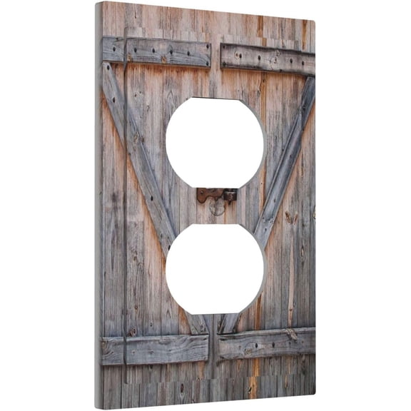 EFEMF-Rustic Grey Wood 1 Gang Outlet Covers Duplex Receptacle Wall Plate Decorative Electrical Faceplate Switchplates for Farmhouse Barn Door Socket Country Outlets Bedroom Decorate 5" x 3 Large Size