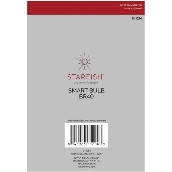 EFEMF-S11284 Starfish WiFi-Control BR40 LED Color-Changing and Tunable White Smart Light Bulb, 12 Watts, 2700K-5000K