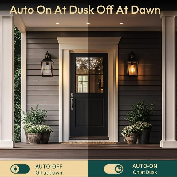 EFEMF-ST19 Dusk to Dawn LED Outdoor Light Bulb, 1400LM Sunlight Sensor Light Bulbs, 8W (100W Equivalent), 2700K Soft White, Automatic Light Bulb for Porch, Patio, Garage, 2 Pack, Non-Dimmable