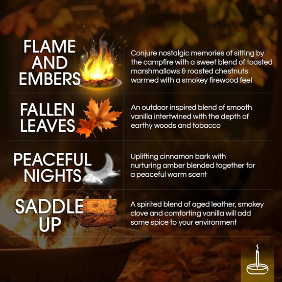 EFEMF-Scents of Fall - Incense Sticks Variety Pack - Non-Toxic 10 Slow Burn Aromatic Sticks - Bark & Amber, by The Fireside, Autumn Lodge, Tooled Leather - 30 Sticks Each