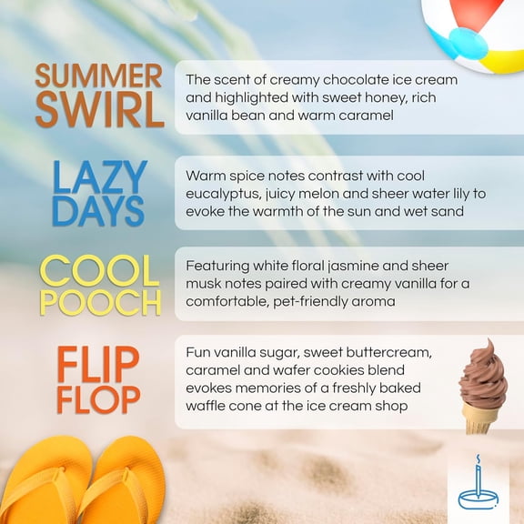 EFEMF-Scents of Summer - Incense Sticks Variety Pack - Non-Toxic 10 Slow Burn Aromatic Sticks - Summer Swirl, Flip Flop, Cool Pooch, Lazy Days - 30 Count Each