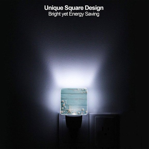 EFEMF-Seashell Night Light Plug-in LED Lamp Set of 2, Dusk to Dawn Auto Sensor Summer Beach Board Nightlights 2 Pack