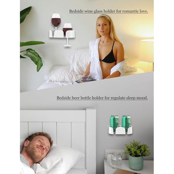 EFEMF-Shower Drink Holder for Beer, Drink, Wine, Bottle, Can, Coffee, Shower Beer Holder Fit for Wall or Desk Cup Organizer, Shower Cup Holder for Bath Wine Glass, Give It as a Gift (White)