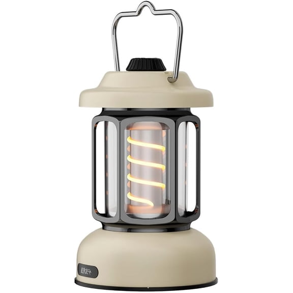 EFEMF-Small LED Camping Lantern,Rechargeable Retro Warm Camp Light,Battery Powered Hanging Vintage Lamp,Portable Waterpoor Outdoor Tent Bulb, Emergency Lighting for Power Failure,Outages