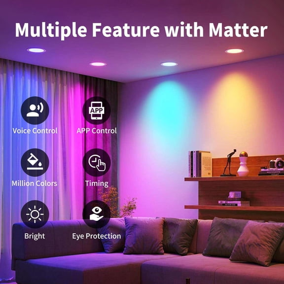 EFEMF-Smart Light Bulb BR30 RGB Color Changing, LED WiFi Dimmable Multicolor Light Bulb E26 Base, Compatible with Alexa, Google Assistant, SmartThings, Hub Required, 650lm 8.5W(60W Equivalent) 2 Pack
