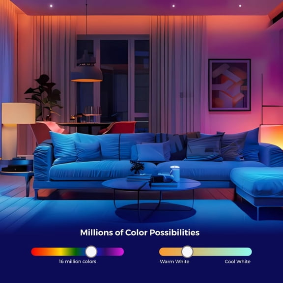 EFEMF-Smart Light Bulbs 4 Pack, A19 Color Changing LED (800 Lumens), WiFi & Bluetooth, Music Sync, Compatible with Alexa & Google Assistant, No Hub Needed, 16 Million Colors