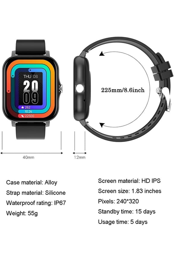 -Smart Watch for Android and iOS Phones 1.83" Touchscreen Call Watch Fitness Tracker IP68 Waterproof Custom Dial Pedometer Sleep Weather Calculator Outdoor Sports Watches (Gold with Black Strap)