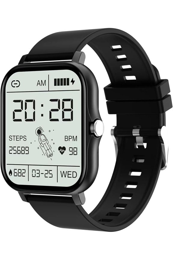 -Smart Watch for Android and iOS Phones 1.83" Touchscreen Call Watch Fitness Tracker IP68 Waterproof Custom Dial Pedometer Sleep Weather Calculator Outdoor Sports Watches (Black A)