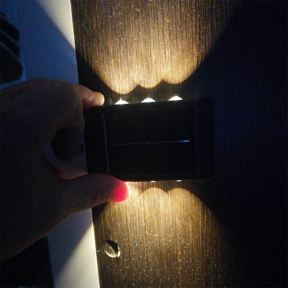 EFEMF-Solar Fence Lights Up and Down,2 Pack Small Solar Step Light Waterproof,Warm White Deck Lighting Illuminate Outdoor for Patio Shed Pool