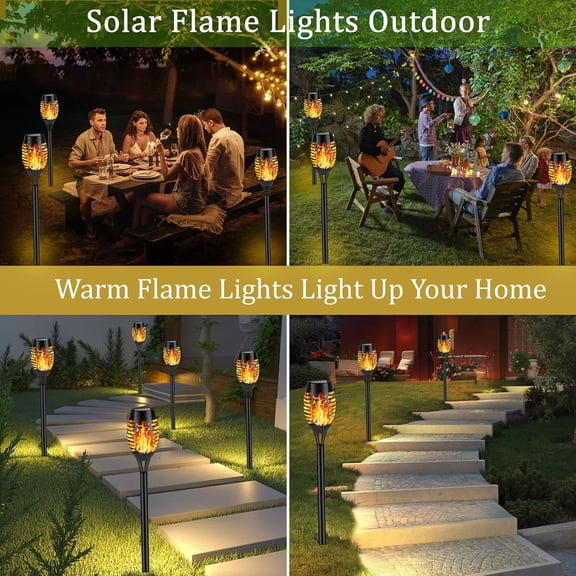 EFEMF-Solar Flame Lights Outdoor, 6 Pack Solar Torch Light with Flickering Flame for Garden Decor - Waterproof 12 Led Torches for Outside, Yard Lights Halloween for Lawn Patio Pathway Lighting