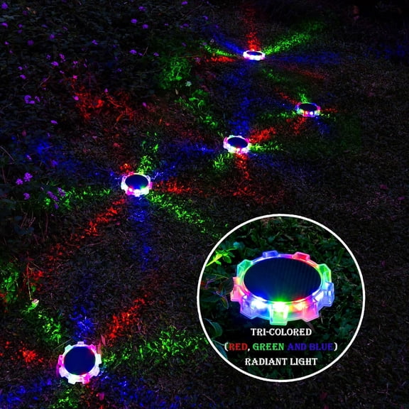EFEMF-Solar Ground Lights, Outdoor Waterproof Landscape Lights for Patio, Yard, Pathway, Walkway and Driveway (RGB, 2 Pack)