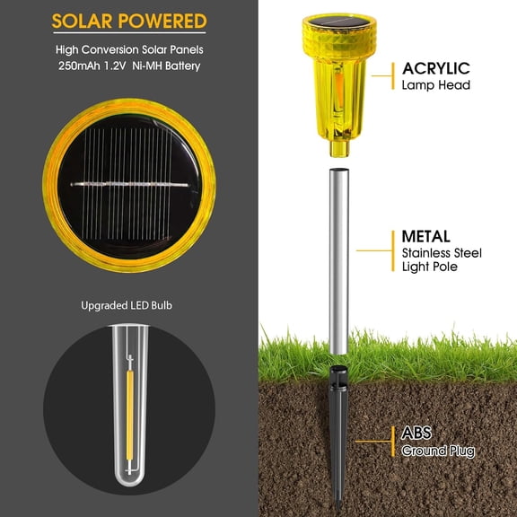 EFEMF-Solar Lights Outdoor LED Orange Waterproof Pathway Lights Yard Auto Dusk-to-Dawn Path Landscape Lights for Garden Outdoor Decorative 8 Pack