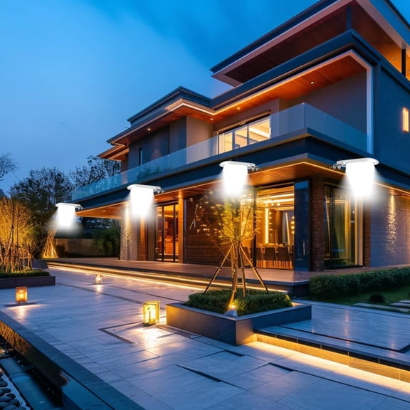 EFEMF-Solar Lights Outdoor Waterproof, Solar Lights for Outside Gutter Light Wall Sconces Super Bright 18 LED 250 Lumens for Front Door, Wall, Yard, Garage, Garden, Fence (White, 1 Pack)