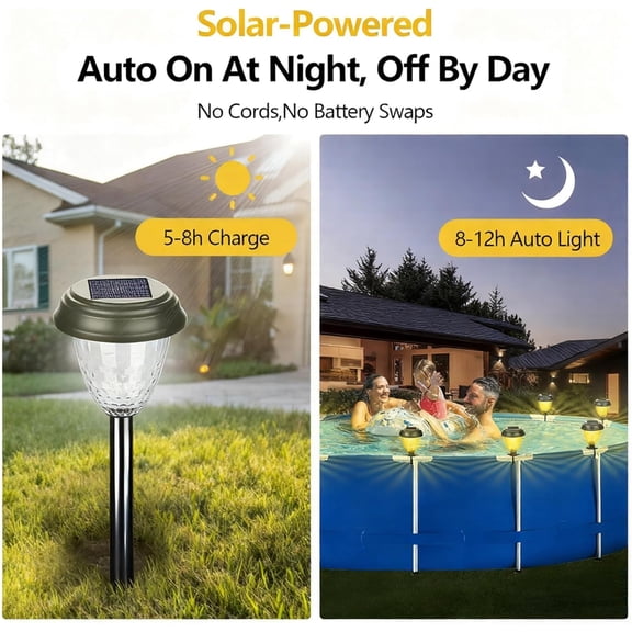 EFEMF-Solar Outdoor LightsAuto On/Off Trampoline Lights,8-12h Run Time,IP65 Waterproof, Led Pool Accessorie for Above Ground &In Ground Swimming Pools,Outdoor Fence,Patio,Deck,Step,Party(Warm,4-Pack)