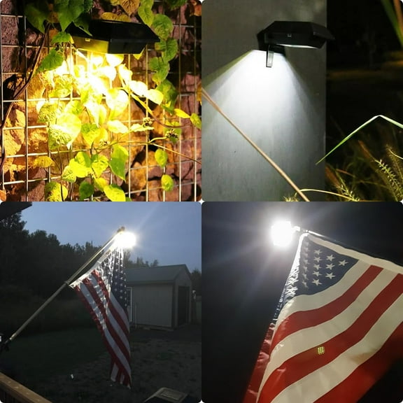 EFEMF-Solar Power Flag Light - Auto Active Brightest, Upgrade Solar Powered Light for 6ft Flag Pole, 12LED Waterproof Black