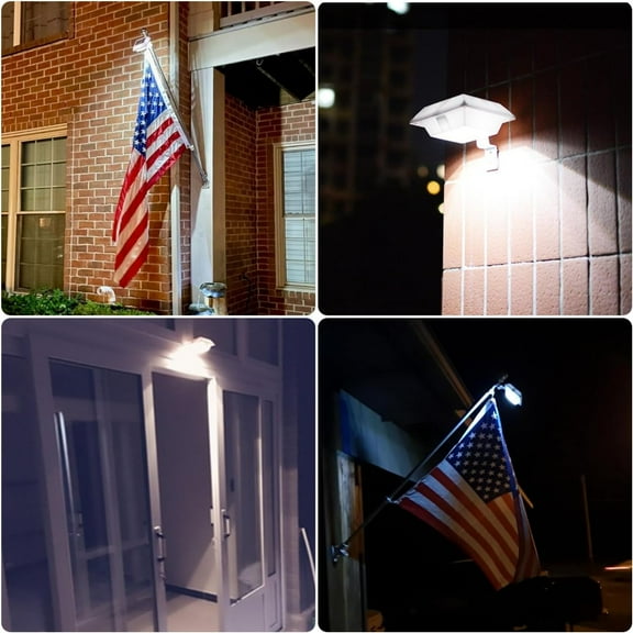 EFEMF-Solar Power Flag Light - Auto Active Brightest, Upgrade Solar Powered Light for 6ft Flag Pole, 12LED Waterproof White