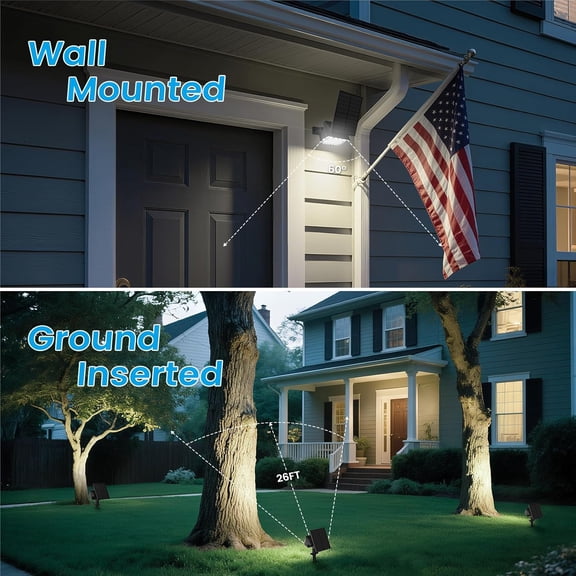 EFEMF-Solar Spotlight Outdoor, IP67 Waterproof Solar Landscape Spot LightsUplights for Yard Garden Pathway - 2 Pack (Cool White) 27 LED 3 Lighting Modes