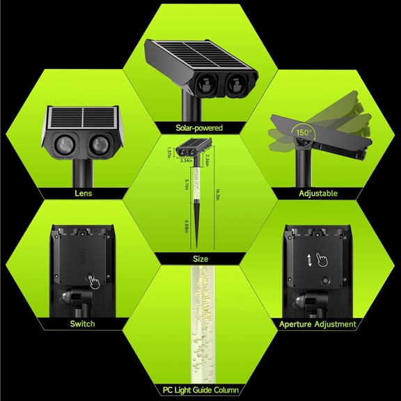 EFEMF-Solar Spotlights Outdoor Waterproof- 2 IN 1 Solar Spot Lights Outdoor with 2 Lighting Modes & PC Light Guide Column for Garden Yard Pathway | Warm Yellow 3000k Spotlights | IP65 Waterproof | 4