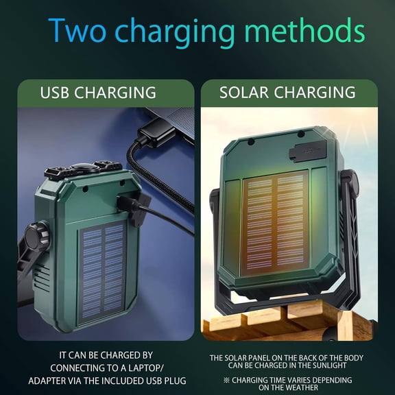 EFEMF-Solar cob Work Light Rechargeable Magnetic Work Lights 1500lm, IP65 Waterproof Solar USB Rechargeable LED Flashlight with 1/4" Tripod Mount, 360 Rotatable for Car Repair, Garage, Emergency (Si