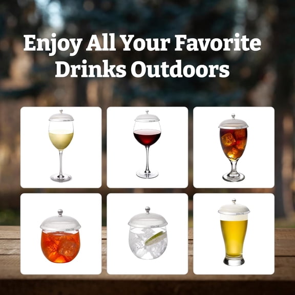 EFEMF-Stainless Steel Drink Covers (2 Pack), Wine Glass Covers for Outdoors, Protect Cocktails, Coffee Mugs, Tea Cups, Beers, Keep Bugs Out, Wine Accessories & Drink Lids