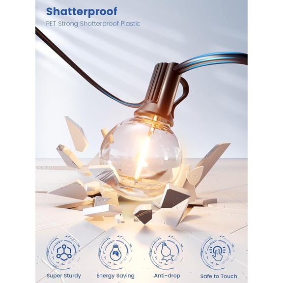 EFEMF-String Lights for Outdoor 25 ft, G40 Patio Lights with 13 pcs Bulbs, Shatterproof Waterproof Outdoor Lights Hanging Connectable Globe Outdoor Lights for Bistro, Cafe, Backyard, Balcony, Party,