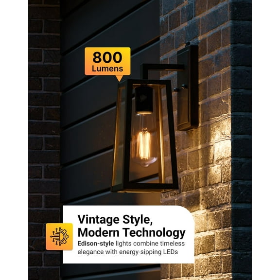 EFEMF-Sunco Dusk to Dawn LED Outdoor Lights Bulb, ST64 Edison Style Automatic Light Sensing Bulbs, 800 LM, 7W (60W Equivalent), ST19, 2700K Soft White, E26 Base UL 2 Pack