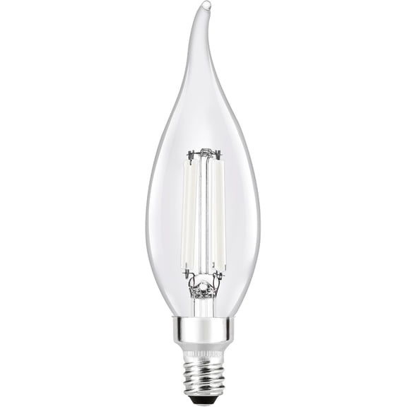 EFEMF-Sylvania B10 Clear LED White Filament Bulb, 2W, Dimmable, 200 LMS, Candelabra Base, 2700K, Soft White - 4 Pack (42263)