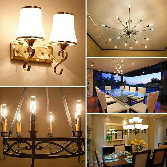 EFEMF-T20 T6 Small LED Bulb Long Filament 2W Equal 25 Watt E12 Candelabra Edison Tubular LED Light Bulb Dimmable 2700K Warm White, 4Pack