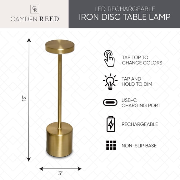 EFEMF-Table Lamp, Desk lamp, 3 Different Lighting Modes, Modern Minimal Design for Dinner/Coffee Table/Restaurant/Bedroom, Flat Gold