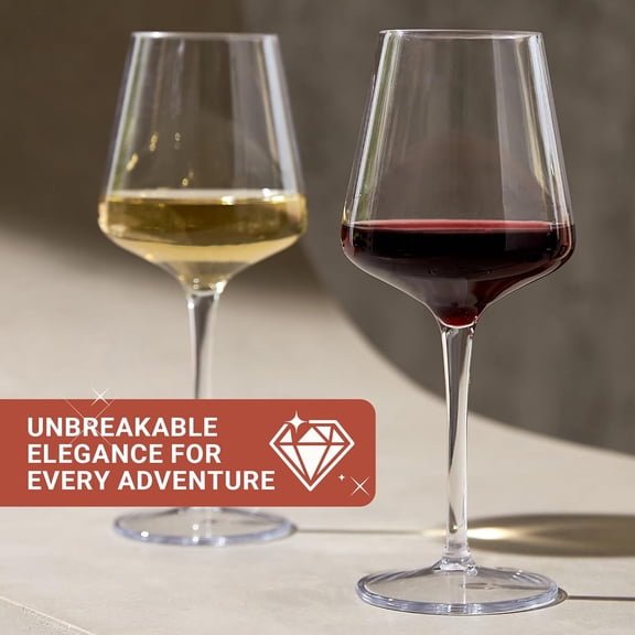 EFEMF-Tritan-Plastic Floating Red Wine Glasses for Pool Set of 2, 15 oz Holiday Drinkware Durable Wine Glasses with Long Stem, Ideal for Home, Party, Wedding, Beach