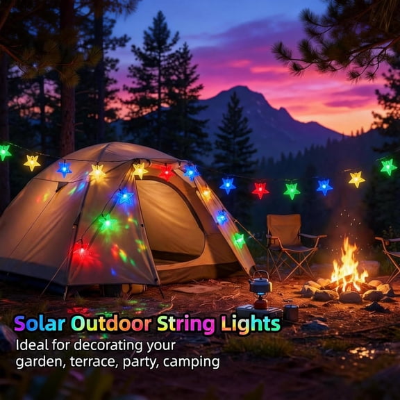 EFEMF-Twinkle Solar Star String Lights Outdoor Waterproof Fairy Lights 39FT 100 LED with 8 Lighting Modes for Camping Garden Wedding Party Tree Holidays Backyard Patio(Multicoloar)