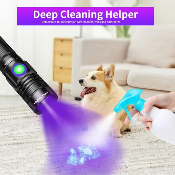 EFEMF-UV Black Light Flashlight 395nm - Rechargeable USB Woods Lamp, Powerful Mini Ultraviolet LED Blacklight Flashlights - Resin Curing, Detector for Pet/Cat/Dog Urine, Stains, Scorpions