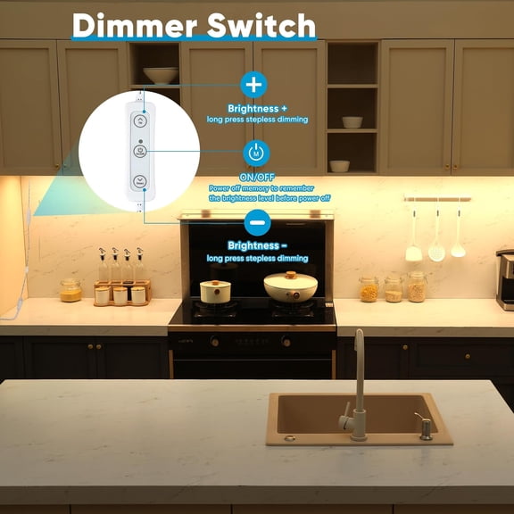 EFEMF-Under Cabinet Lighting Set Plug in, 3 pcs 12 Inches LED Light Bars. Super Bright Dimmable Linkable for Kitchen Undercabinet Counter Top Shelf Pantry Closet Display Lighting. Warm White 3000K