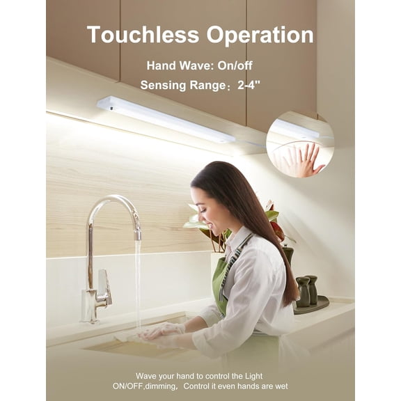 EFEMF-Under Cabinet Lights Plug in 2 Pack, 12 Inch Hand Wave LED Closet Light, 5CCT - 2700K/3000K/4000K/5000K/6000K, Dimmable Under Counter Light, Under Cabinet Lighting for Kitchen, Workbench