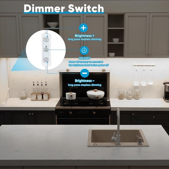 EFEMF-Under Cabinet Lights Plug in, 3 pcs 12 Inches LED Light Strip Bars. Super Bright Dimmable Linkable for Kitchen Under Cabinets Shelf Work Space Desk Closet Lighting. Daylight 5000K