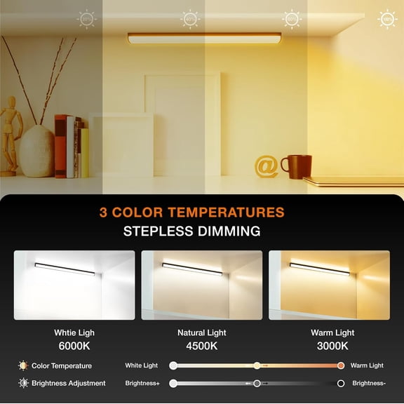 EFEMF-Under Cabinet Lights Remote Control,2 Pack Magnetic Dimmable Closet Lights,USB Rechargeable Wireless LED Shop Light,Ceiling and Under Counter Lights for Kitchen (Black, 20CM)