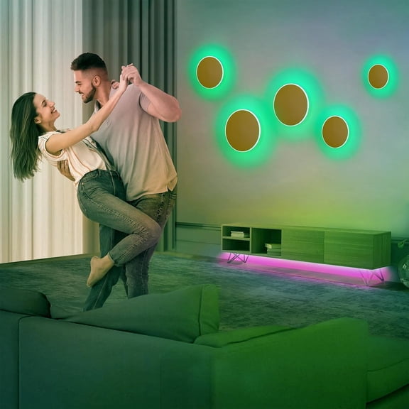 EFEMF-Wall Lights Battery Operated Wall Sconces,Gold Rechargeable Solar Eclipse Style Wall Light With Wireless Remote Dimmable,9 Colors Modes Cordless Battery Sconce Indoor Wall Lamp For Bedroom Livi