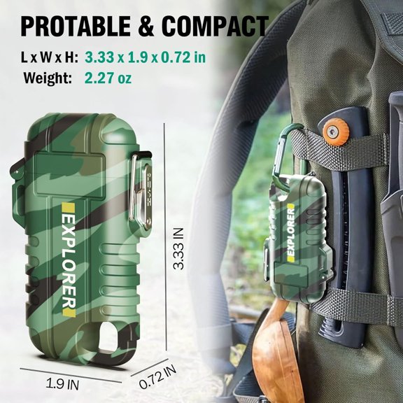 EFEMF-Waterproof Electric Lighter with 360Flexible Long Neck, Outdoor Windproof Arc Lighter USB Rechargeable Flameless Plasma Cool Lighters for Outdoor & Kitchen(Camo)