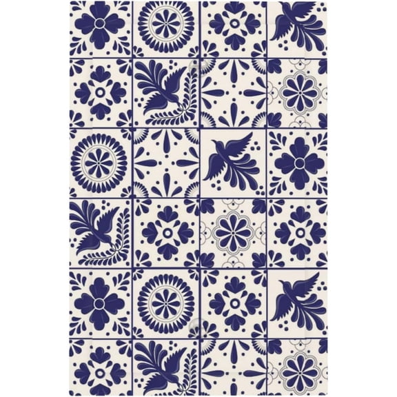 EFEMF-White/Blue Moroccan Mexican Tile 1 Gang No Blank Wall Plate Decorative Unused Device Outlet Cover Talavera Ceramic Mosaic Brick Electric Plug Socket Dimmer Faceplate Switchplate Cover Home Farm