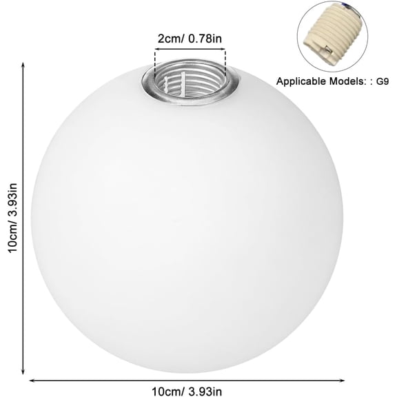 EFEMF-White Glass Globe Lamp Shade Replacement Glass Globe Shade Acrylic Lamp Post Globe Round Ball Lamp for Pendant Wall Lamp, G9 10cm