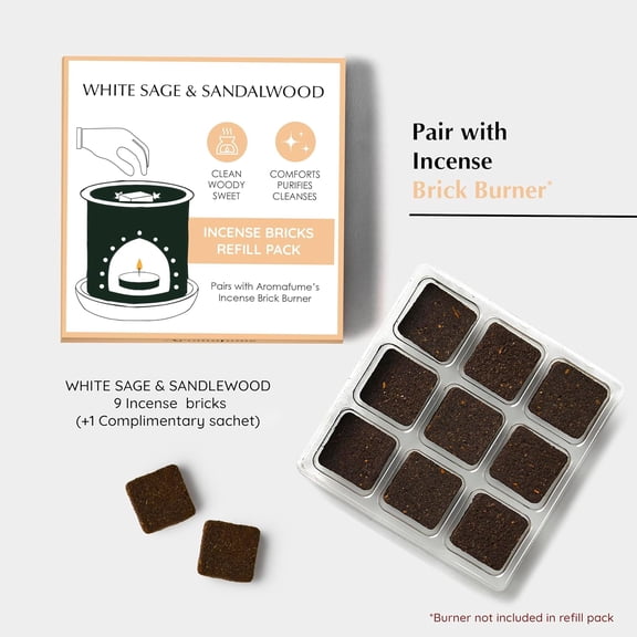 EFEMF-White Sage and Sandalwood Incense Bricks by | 3x9 Bricks | Sage Incense for Cleansing Negative Energy & Protection | Sage for Smokeless Smudging & Spiritual Cleansing | Refill Pack