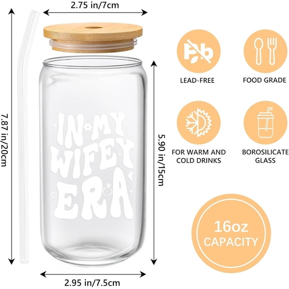 EFEMF-Wifey Cup, Bridal Shower Gifts, Bride to Be Gifts, Engagement Gift for Her, Wedding, Honeymoon, Bachelorette Gift for Bride, Future Mrs In My Wifey Era Glass Cup