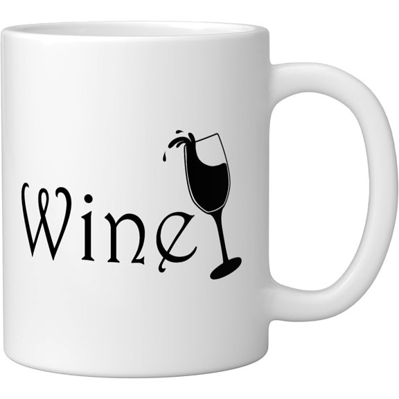 EFEMF-Wine Glass Ceramic Mug, White