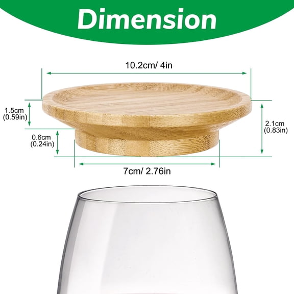EFEMF-Wine Glass Charcuterie Topper, 4 Pack Natural Bamboo Glass Charcuterie Board Topper, Reusable Wine Cup Topper Coasters Plate for Family Gatherings, Restaurants, Bars - 4 Inch