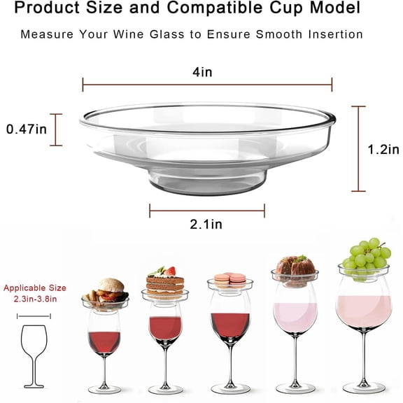 EFEMF-Wine Glass Charcuterie Topper, Small Charcuterie Plates & Coasters, Elegant Dual-Use Serving Board for Appetizers 8 Pcs